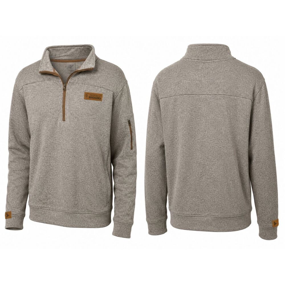Pheasants Forever Quarter Zip Pullover Sweater Mens Large Beige Outdoor Fleece